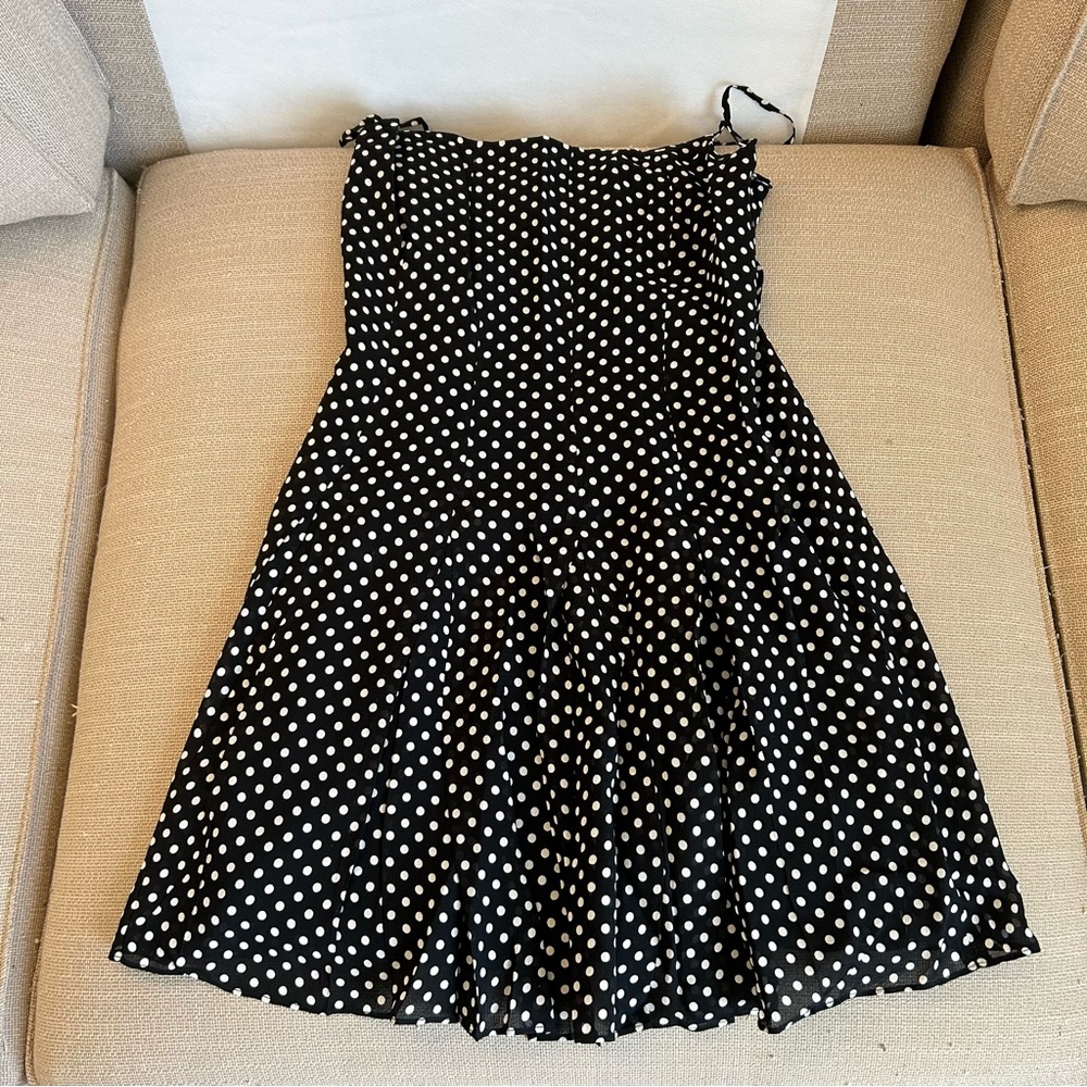 Reformation Annelise Mini Dress - Caviar Polka Dots Causal Party French Vacation - Picture 5 of 13